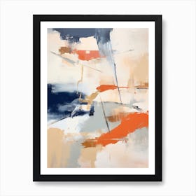 Navy And Orange Autumn Abstract Painting 6 Art Print