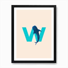 Letter W Whale Shark Art Print