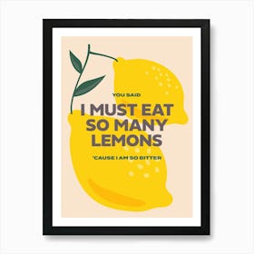 So many Lemons - Song Lyrics Art Print