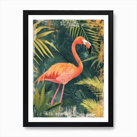 Greater Flamingo Ria Celestun Biosphere Reserve Tropical Illustration 2 Art Print