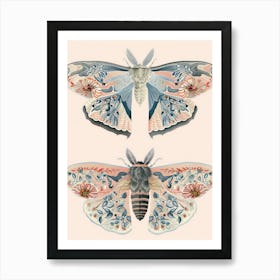 Luminous Butterflies William Morris Style 6 Art Print