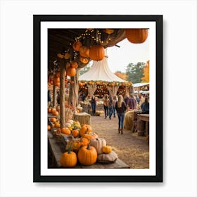 An Old Style Fall Fair Set Amid The Heart Of A Golden Hued Forest The Venue Is Bedecked With Lively (2) Art Print