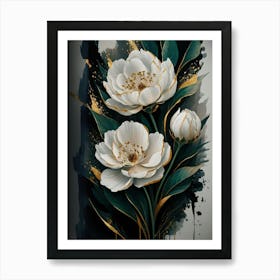 White Peony Painting Art Print