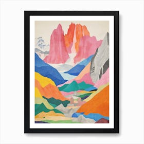 Huascaran Peru 1 Colourful Mountain Illustration Art Print