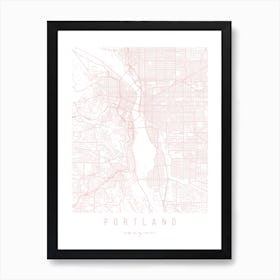 Portland Oregon Light Pink Minimal Street Map Art Print