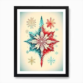 Unique, Snowflakes, Vintage Sketch 1 Art Print