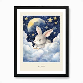 Baby Rabbit 3 Sleeping In The Clouds Nursery Poster Art Print