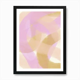 Abstract Curve Pink Gold Lines Art Print