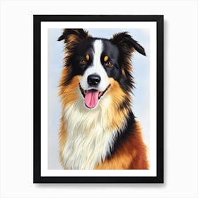 Border Collie 2 Watercolour Dog Art Print