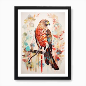 Bird Painting Collage Red Tailed Hawk 1 Art Print