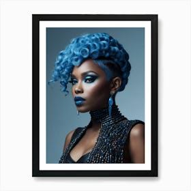 Blue Haired Woman 3 Art Print