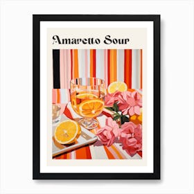 Amaretto Sour 2 Retro Cocktail Poster Art Print