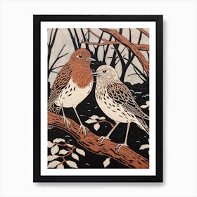 Art Nouveau Birds Poster Dunlin 4 Art Print