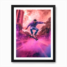 Skateboarding In Shanghai, China Futuristic 1 Art Print