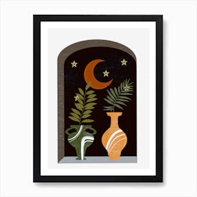 Moon And Vases 1 Art Print