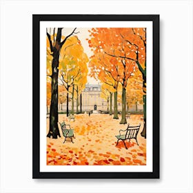 Luxembourg Gardens, France In Autumn Fall Illustration 3 Art Print