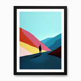 Man Walking Down A Road, Minimalism Art Print