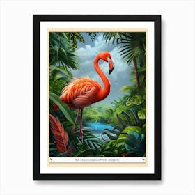 Greater Flamingo Ria Celestun Biosphere Reserve Tropical Illustration 5 Poster Art Print