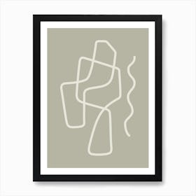 Linear Abstraction In Olive Green 1 Art Print