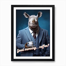 Rhino coffee morning 2 Art Print