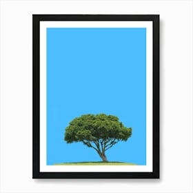 Lone Tree On Blue Sky Art Print