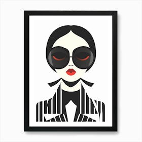 Lady In Black And White 2 Art Print