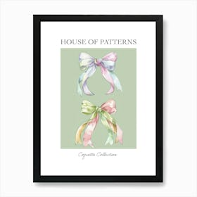 Rainbow Green Bows Pattern Poster Art Print