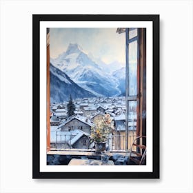 Winter Cityscape Chamonix France 1 Art Print