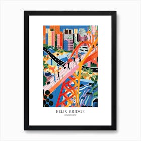 Helix Bridge Singapore Colourful 4 Travel Poster Art Print