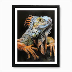 Iguana Pastel Watercolour 1 Art Print