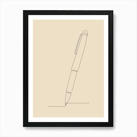 Line Drawing Of A PenMonoline Asthetic Mnimalist Drawing Art Print