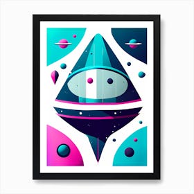 Futuristic space station, Sci-fi art, Space exploration, Spaceship, Starfield, Nebula, Alien planet, Sci-fi adventure wall decor, Children’s nursery illustration, Kids' room decor Art Print