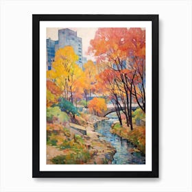 Autumn City Park Painting Cheonggyecheon Park Seoul Art Print