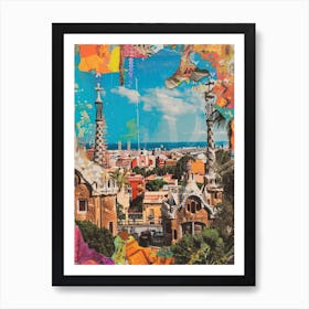 Barcelona   Retro Collage Style 3 Art Print