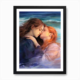 Kissing In The Ocean Art Print