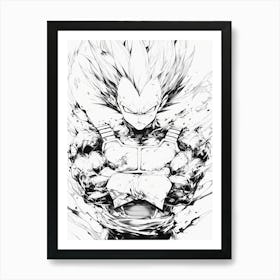 Vegeta Black And White Art Print