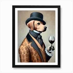 Dog With A Glass Of Wine 1 Art Print