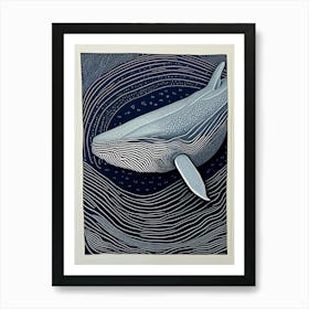 Vintage Whale Linocut 4 Art Print