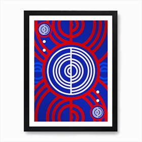 Geometric Abstract Glyph in White on Red and Blue Array n.0027 Art Print