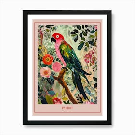 Floral Animal Painting Parrot 1 Poster Art Print