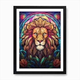 Lion Art Painting Stained Glass Style 3 Art Print