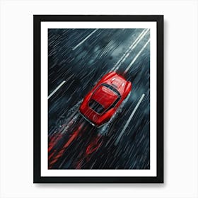 Car Driving In Rain 2 Art Print