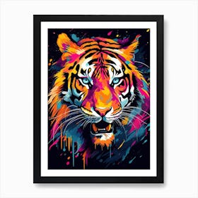 Tiger Art In Abstract Art Style 4 Art Print