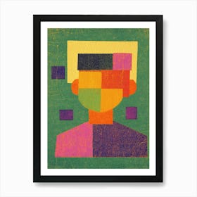 Portrait Of A Man Minimal 1920s Painting Art Print