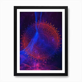 Cosmic mandala #6 - space neon poster Art Print