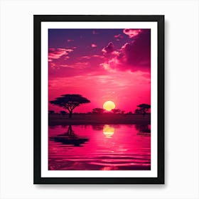 Sunset In Kenya Art Print