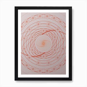 Geometric Abstract Glyph Circle Array in Tomato Red n.0180 Art Print