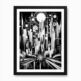 Metropolis Abstract Black And White 6 Art Print