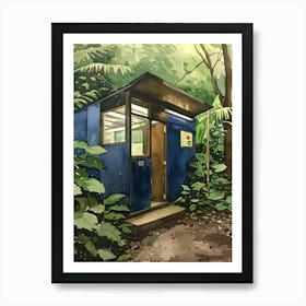 Blue Shed In The Woods Art Print