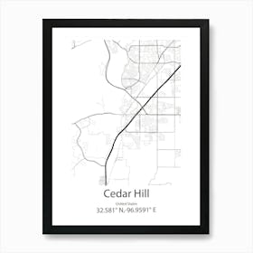 Cedar Hill,United States Minimalist Map Art Print